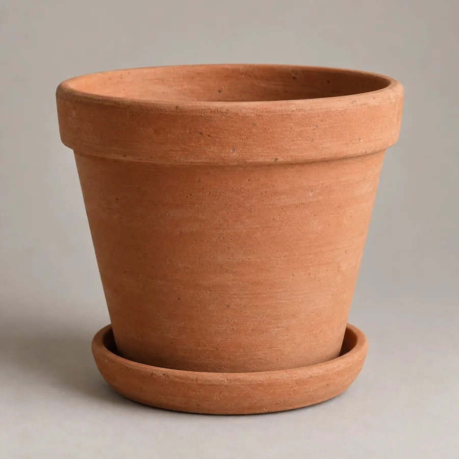 Maceta de terracota grande con plato