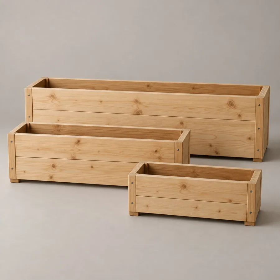 Set de 3 jardineras de madera
